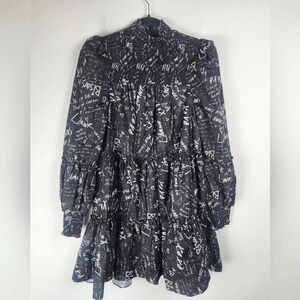 Cinq à Sept Black and White Graphic Mini Dress